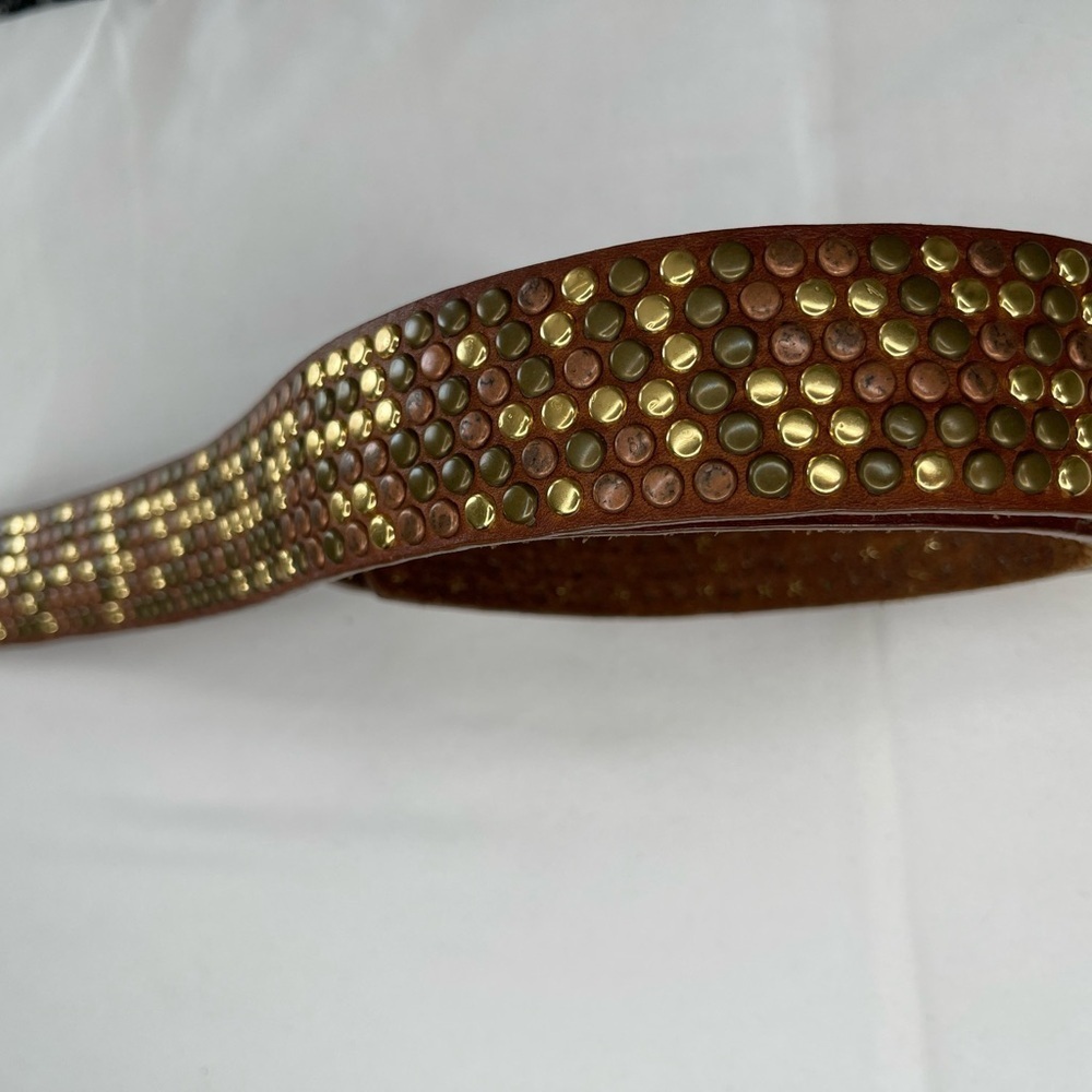 LEATHEROCK LR Dark Brown gold brass and black
Studded Belt size L 36 - Picture 8 of 10